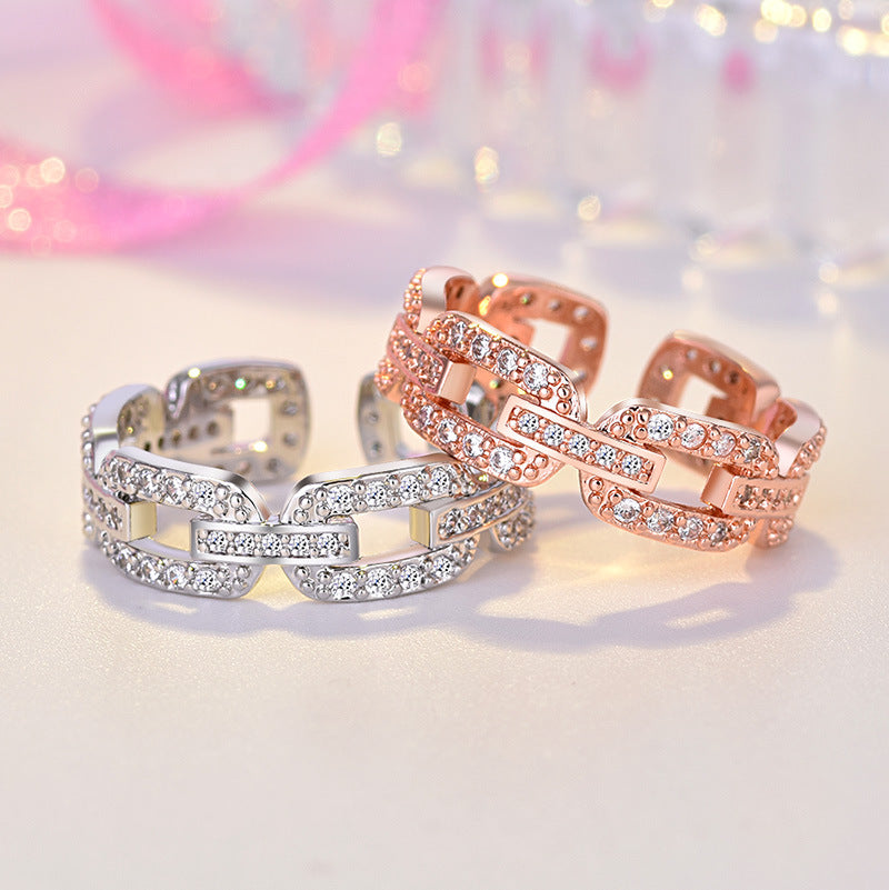 Damen Offener Ring mit funkelnden Zirkonia-Details Shop Nory