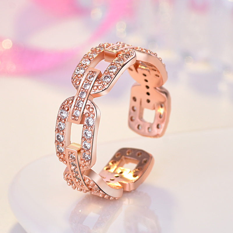 Damen Offener Ring mit funkelnden Zirkonia-Details Shop Nory