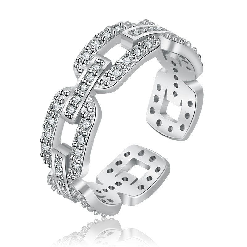 Damen Offener Ring mit funkelnden Zirkonia-Details Shop Nory