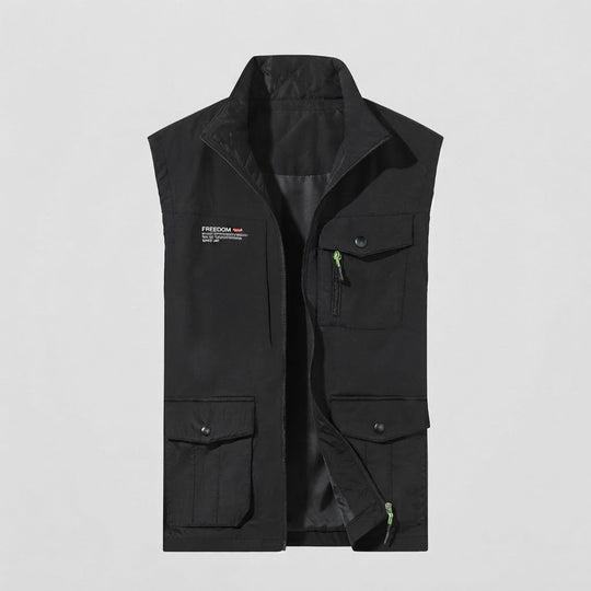 Herren leichte Utility‑Weste mit Mehrfachtaschen, Stehkragen und durchgehendem Reißverschluss Shop Nory