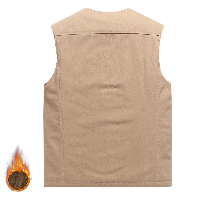 Herren Robuste Thermo-Canvas‑Weste mit wärmendem Teddyfutter und Knopfverschluss Shop Nory