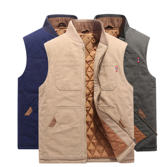 Herren gesteppte Canvas-Utility-Weste mit Stehkragen und Thermoisolierung Shop Nory