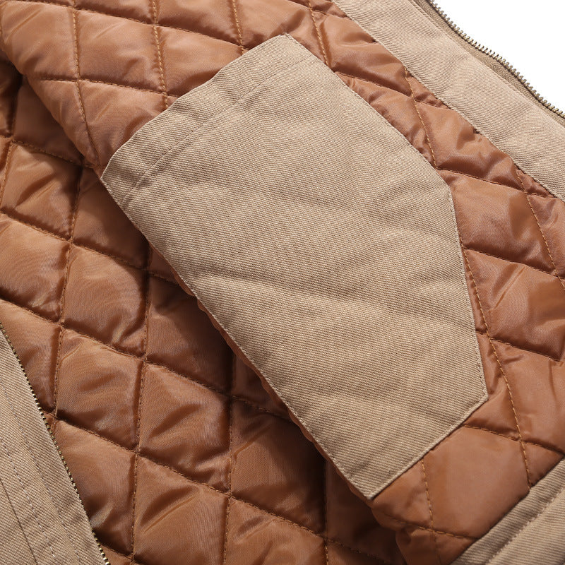 Herren gesteppte Canvas-Utility-Weste mit Stehkragen und Thermoisolierung Shop Nory