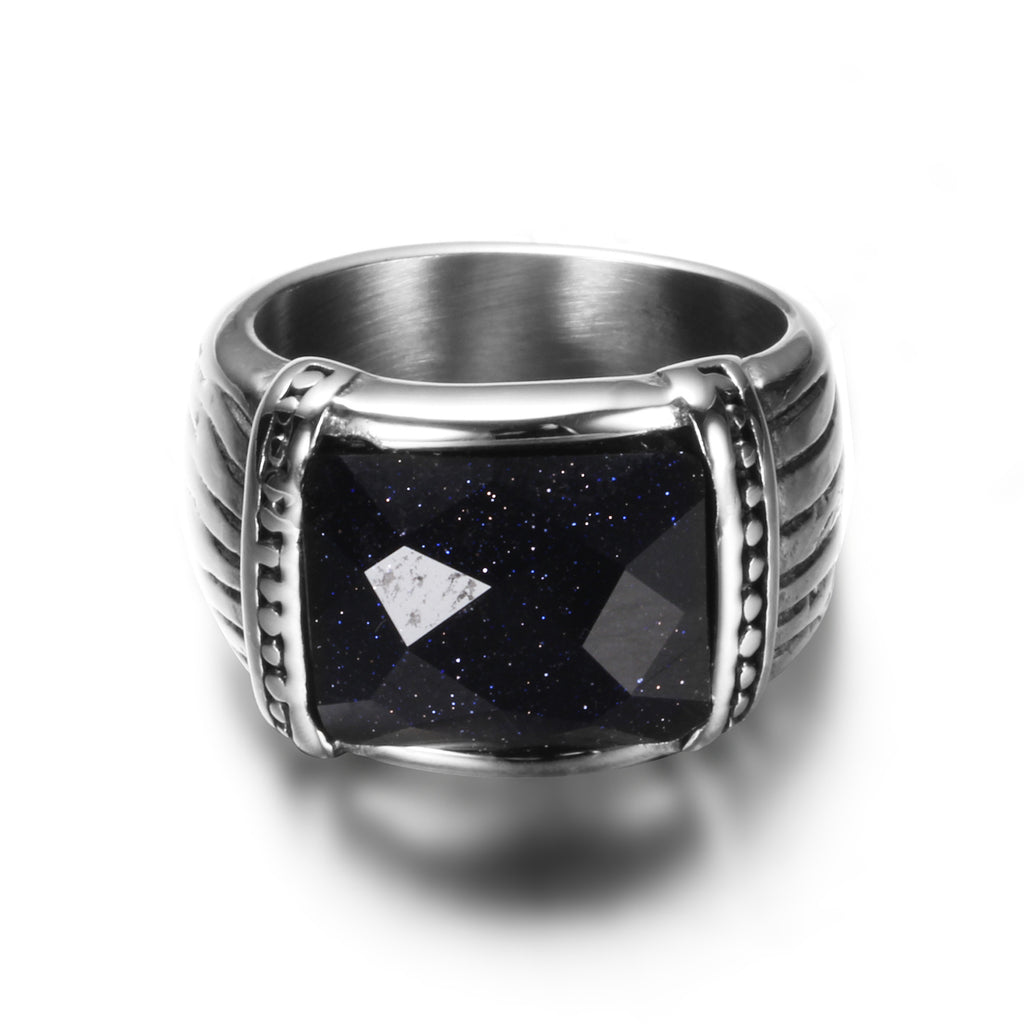 Herren Ring mit facettiertem Onyx-Einsatz und modernem Design Shop Nory