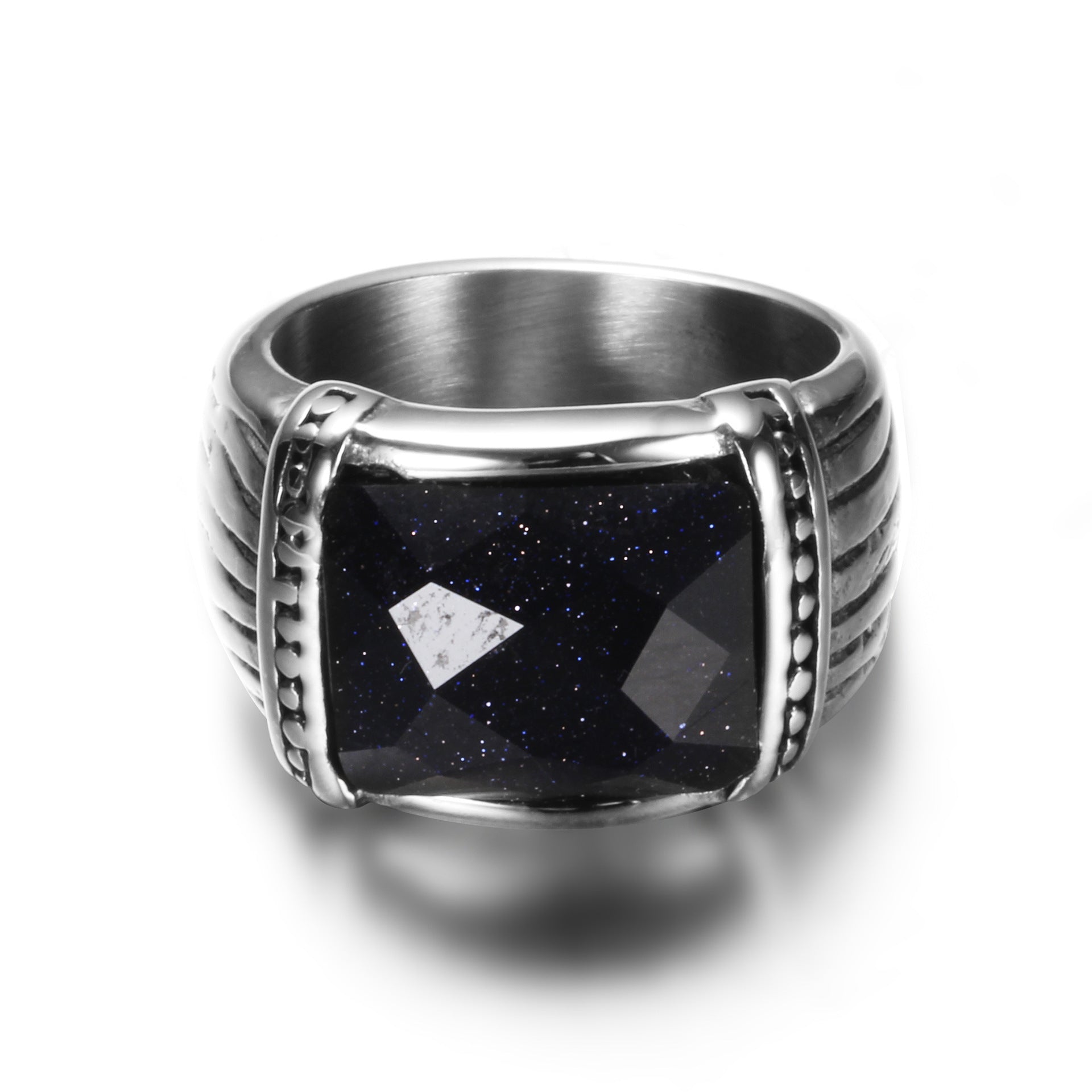 Herren Ring mit facettiertem Onyx-Einsatz und modernem Design Shop Nory
