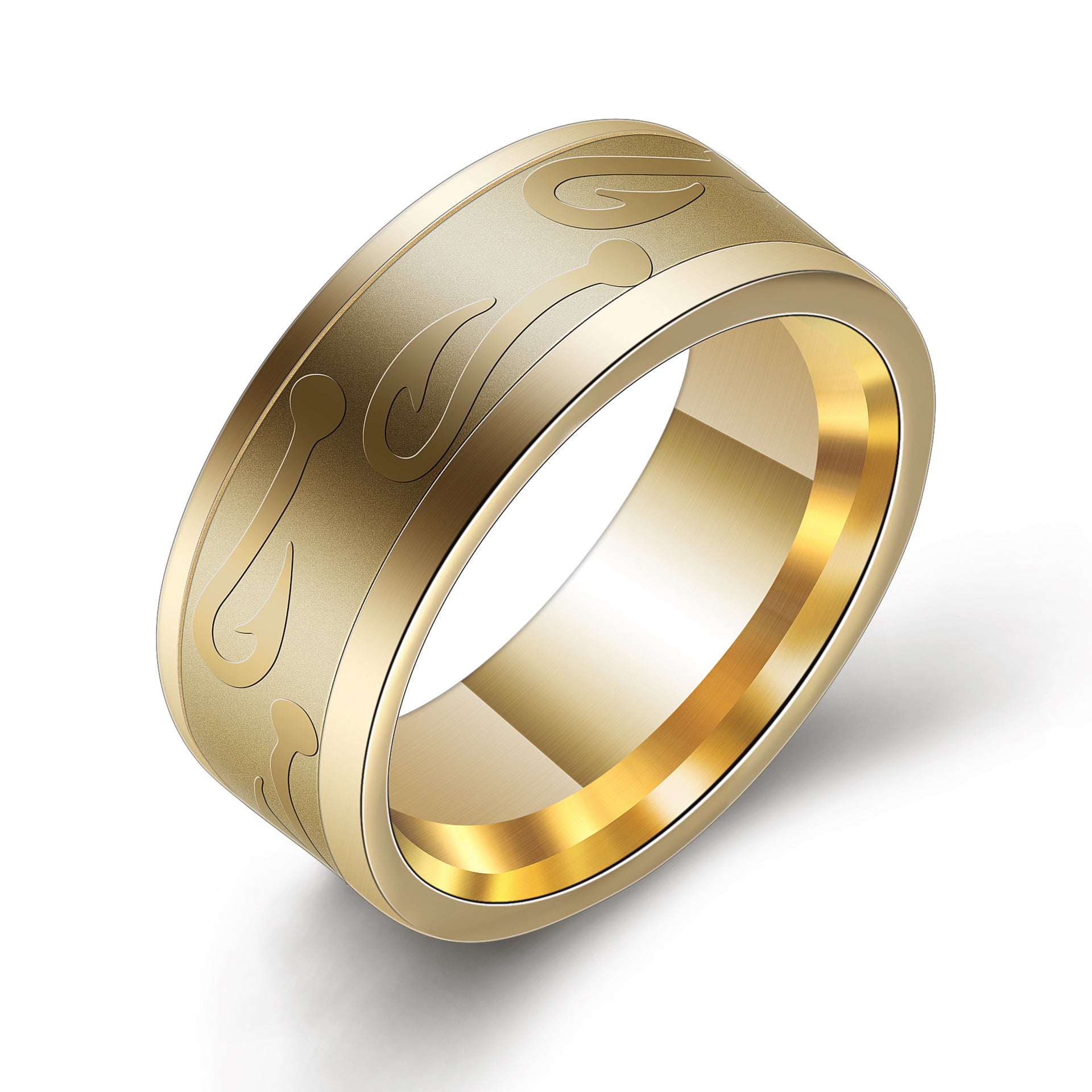 Herren Ring mit modernem, graviertem Design und satinierter Oberfläche Shop Nory