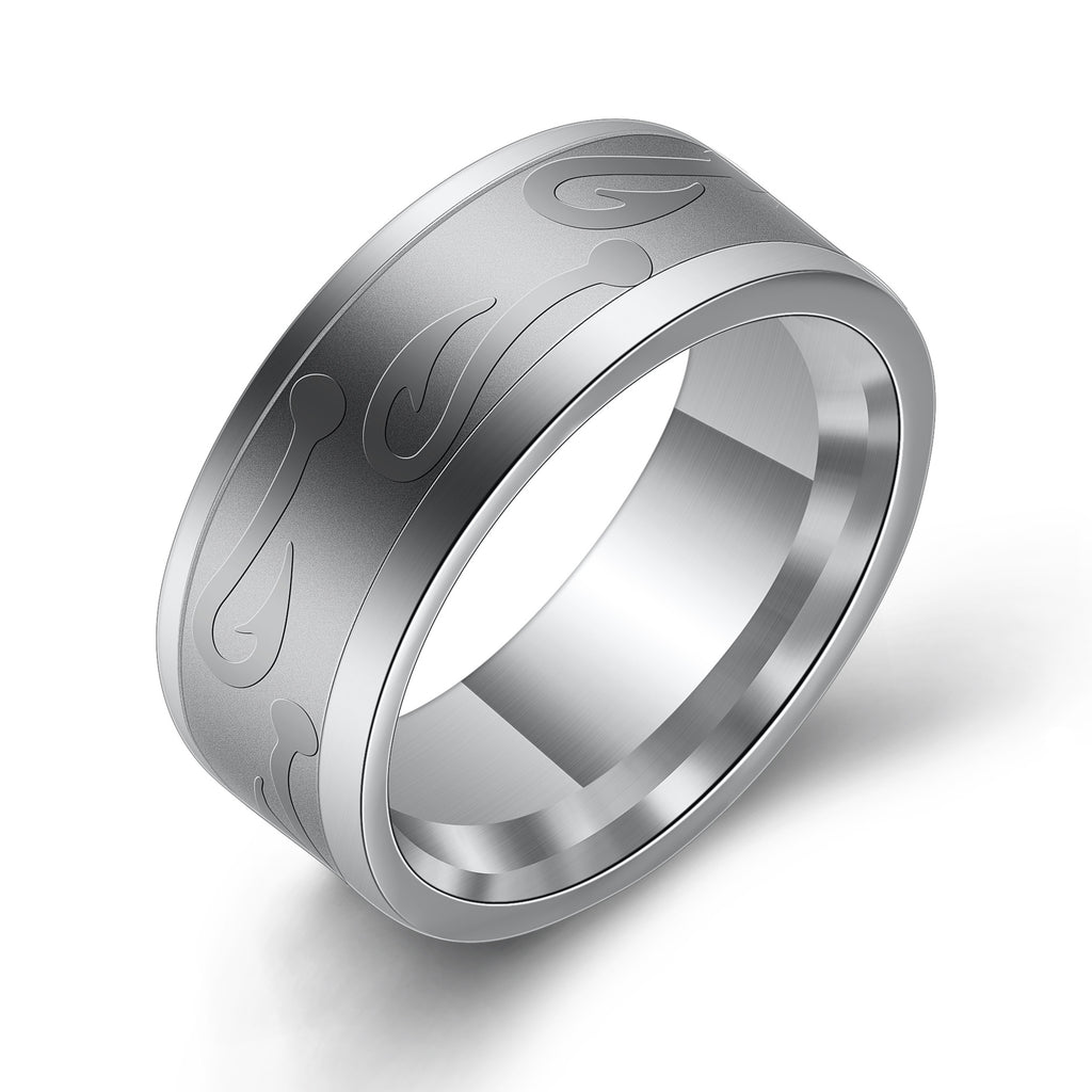 Herren Ring mit modernem, graviertem Design und satinierter Oberfläche Shop Nory