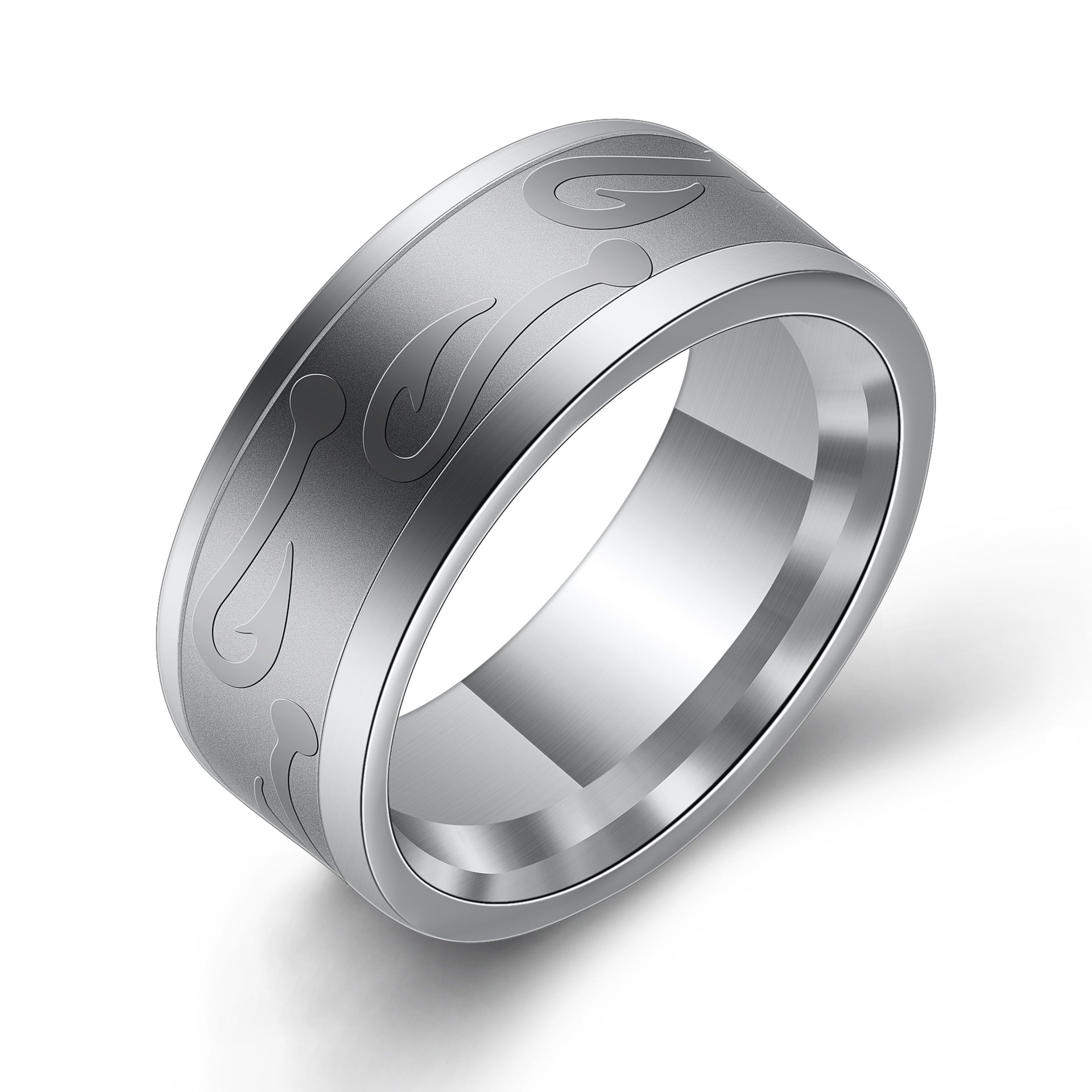 Herren Ring mit modernem, graviertem Design und satinierter Oberfläche Shop Nory