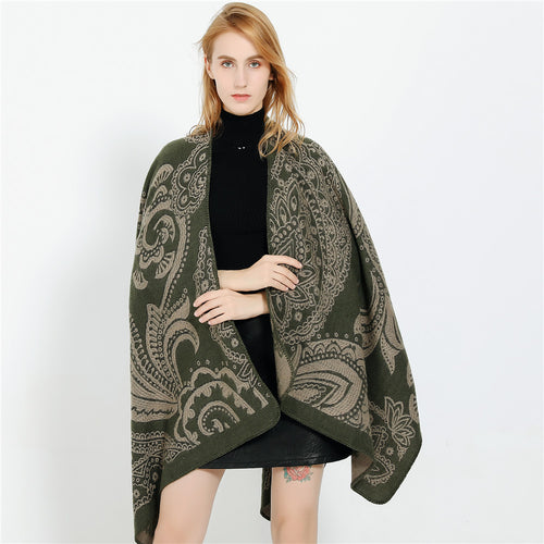 Damen Oversize-Ruana im Paisley-Jacquard mit offener Kimono-Silhouette Shop Nory