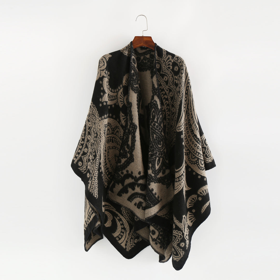 Damen Oversize-Ruana im Paisley-Jacquard mit offener Kimono-Silhouette Shop Nory
