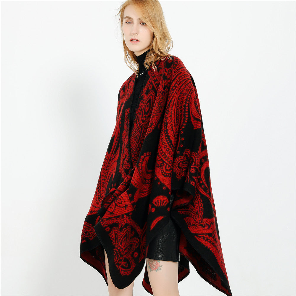 Damen Oversize-Ruana im Paisley-Jacquard mit offener Kimono-Silhouette Shop Nory