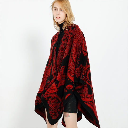 Damen Oversize-Ruana im Paisley-Jacquard mit offener Kimono-Silhouette Shop Nory