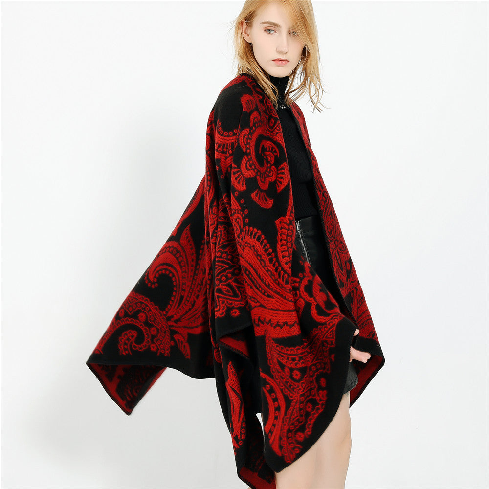Damen Oversize-Ruana im Paisley-Jacquard mit offener Kimono-Silhouette Shop Nory