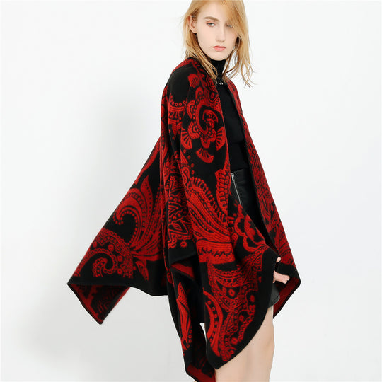 Damen Oversize-Ruana im Paisley-Jacquard mit offener Kimono-Silhouette Shop Nory