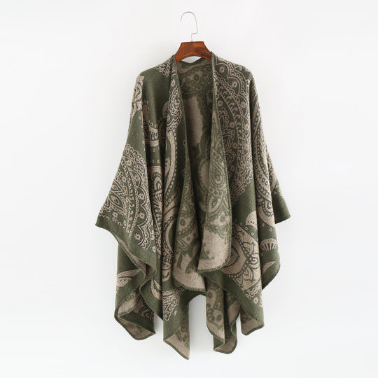 Damen Oversize-Ruana im Paisley-Jacquard mit offener Kimono-Silhouette Shop Nory