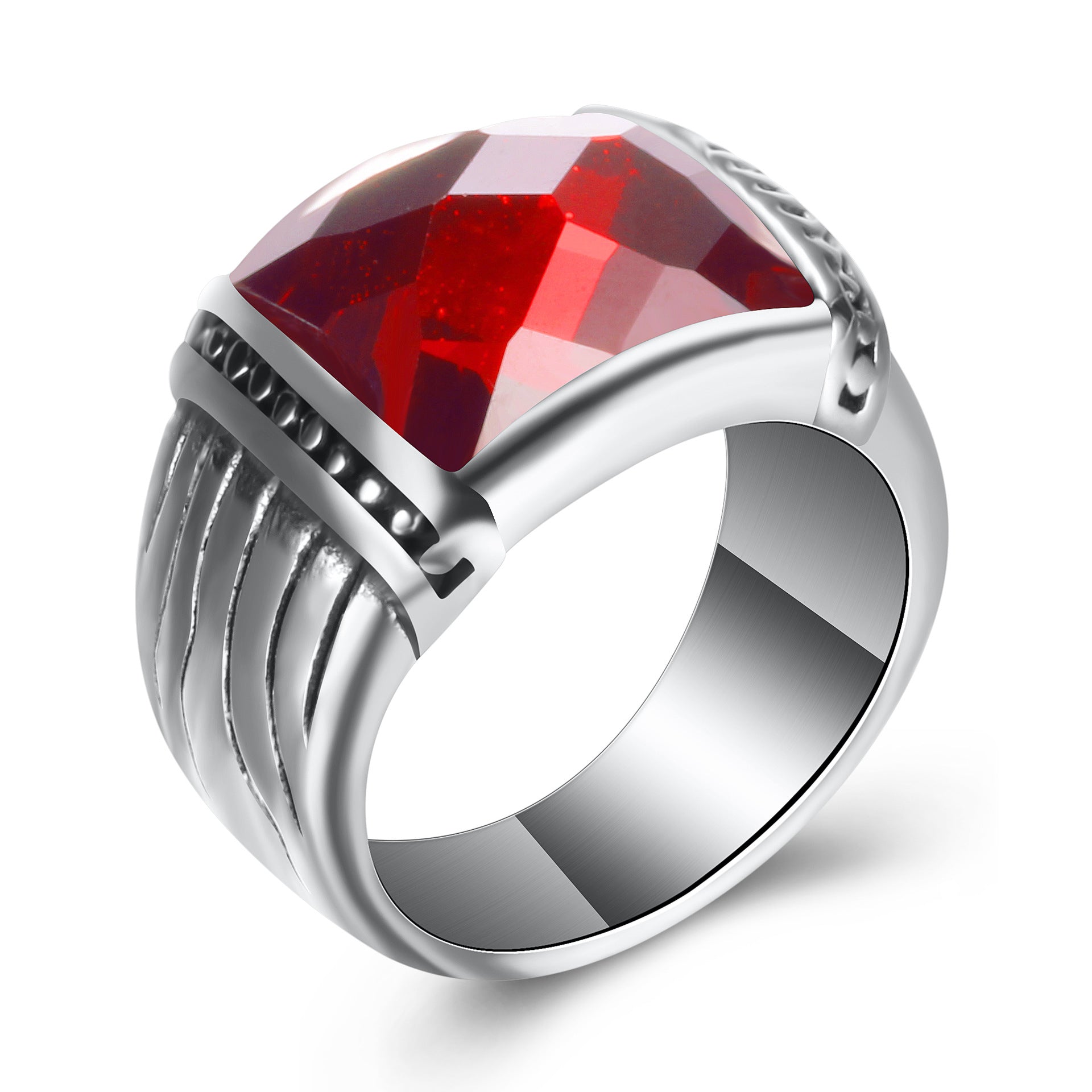 Herren Ring mit facettiertem Onyx-Einsatz und modernem Design Shop Nory