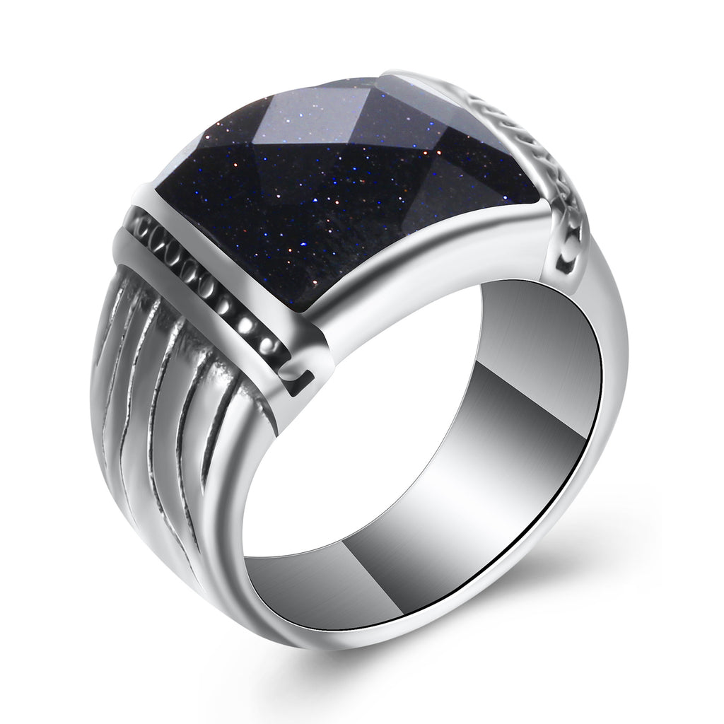 Herren Ring mit facettiertem Onyx-Einsatz und modernem Design Shop Nory