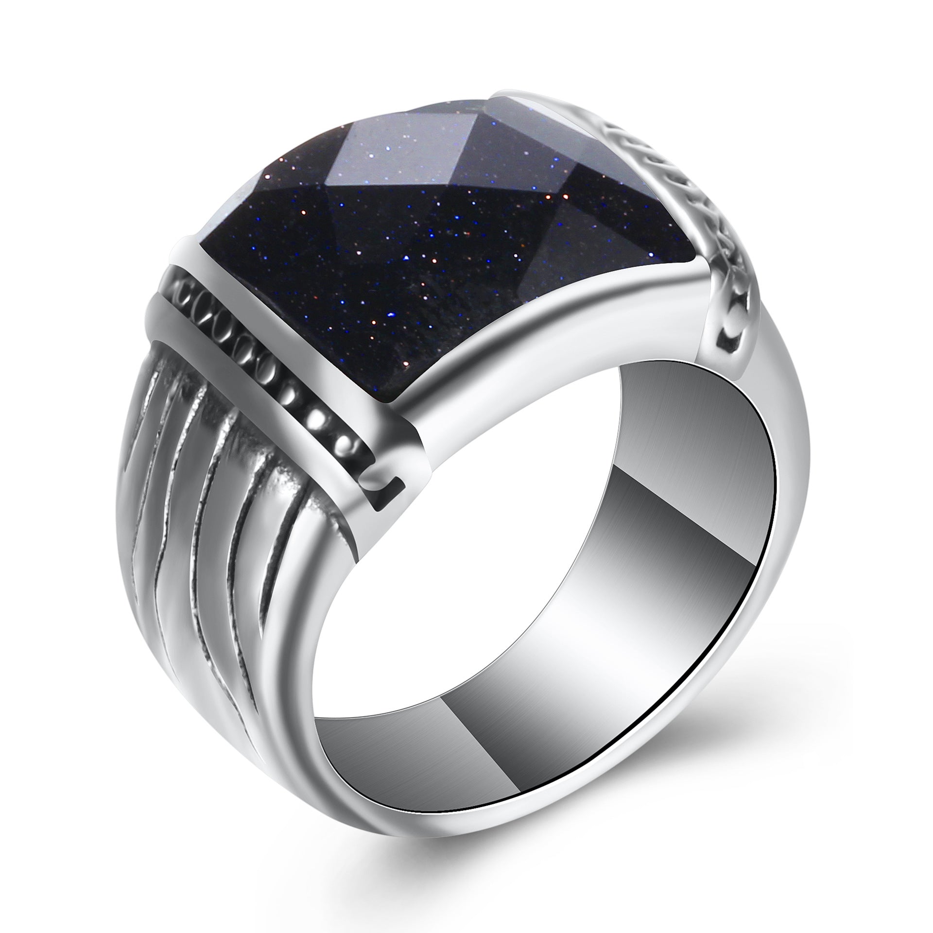 Herren Ring mit facettiertem Onyx-Einsatz und modernem Design Shop Nory