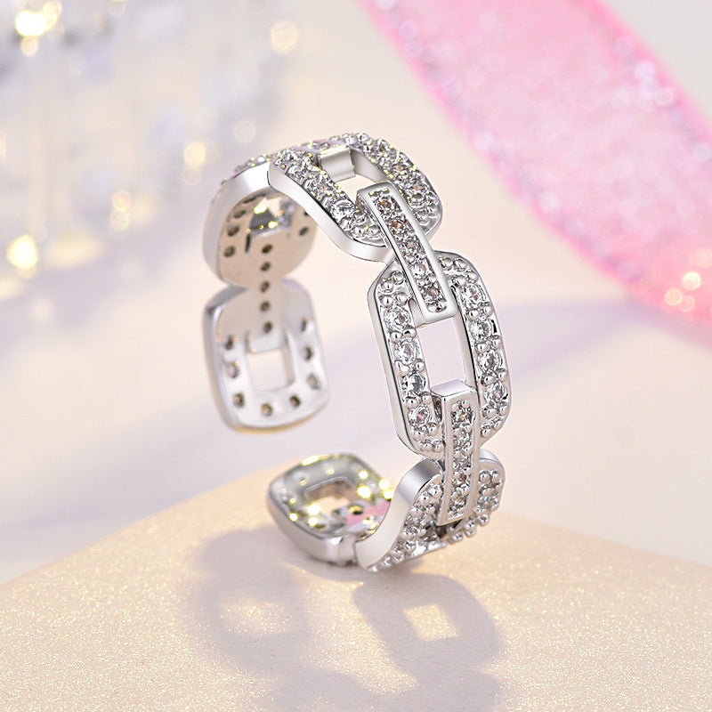 Damen Offener Ring mit funkelnden Zirkonia-Details Shop Nory