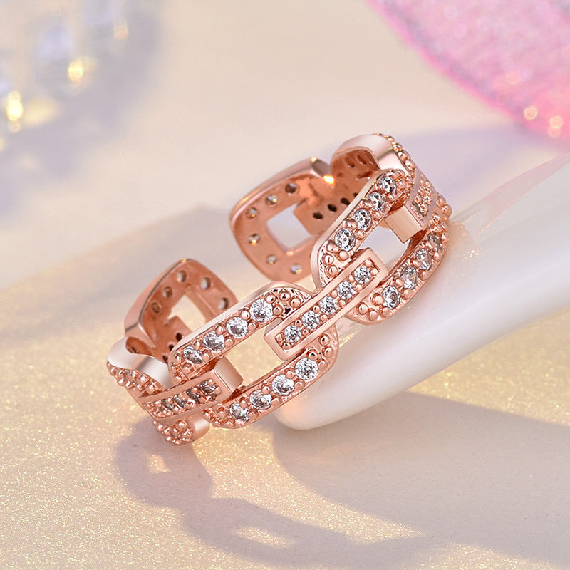 Damen Offener Ring mit funkelnden Zirkonia-Details Shop Nory