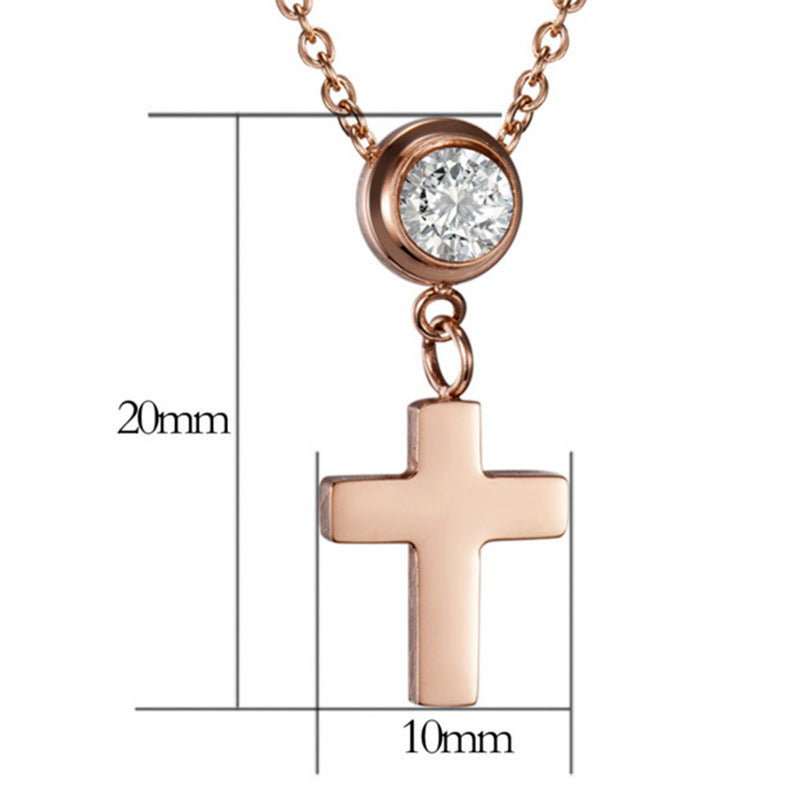 Damen Halskette mit Kreuzanhänger und funkelndem Stein Shop Nory