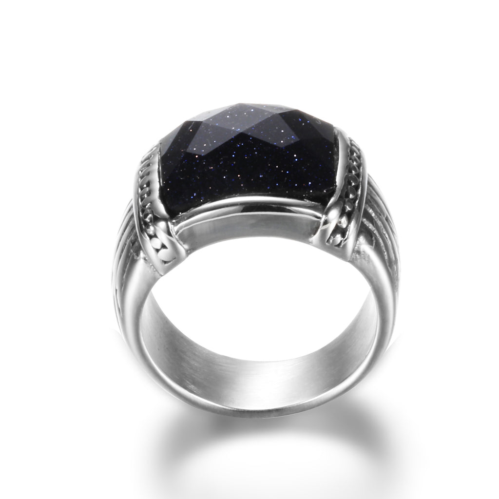 Herren Ring mit facettiertem Onyx-Einsatz und modernem Design Shop Nory