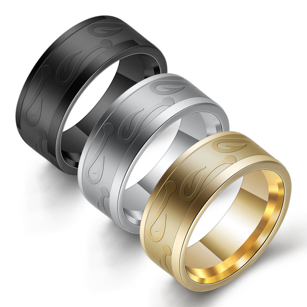 Herren Ring mit modernem, graviertem Design und satinierter Oberfläche Shop Nory