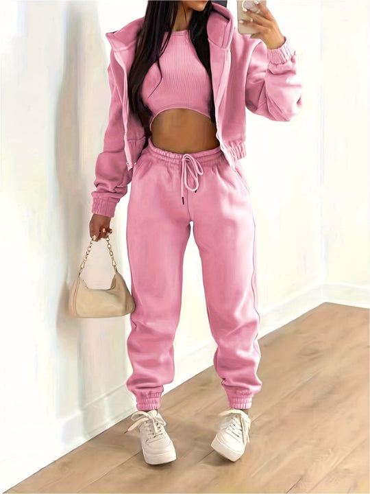 Kapuzenjacke & Tanktop & Jogginghose Drei Teilige Satz Outfits
