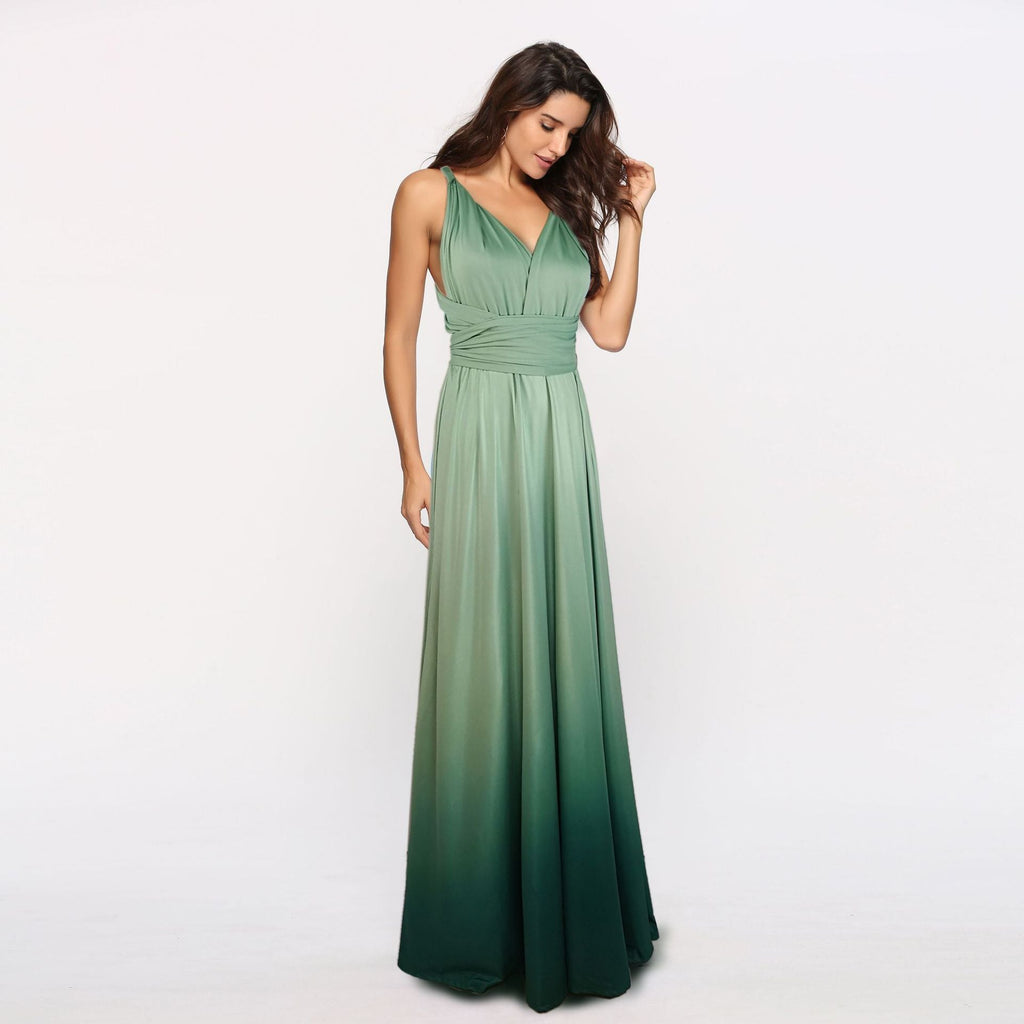 Damen Maxikleid mit fließendem Wasserfall-Ausschnitt und Ombre-Design