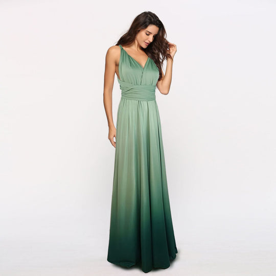 Damen Maxikleid mit fließendem Wasserfall-Ausschnitt und Ombre-Design