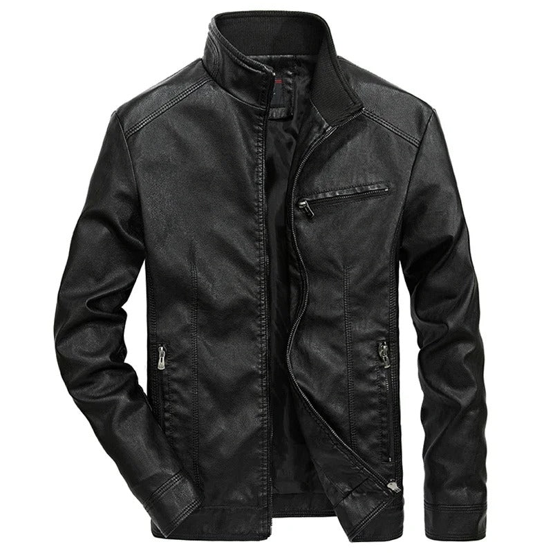 Lederjacke für Herren Frühlingsjacke mit Reißverschluss