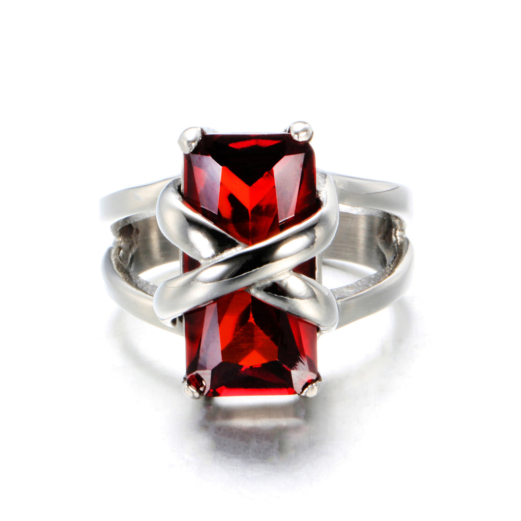 Damen Ring mit funkelndem Rotem Edelstein Shop Nory