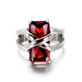Damen Ring mit funkelndem Rotem Edelstein Shop Nory