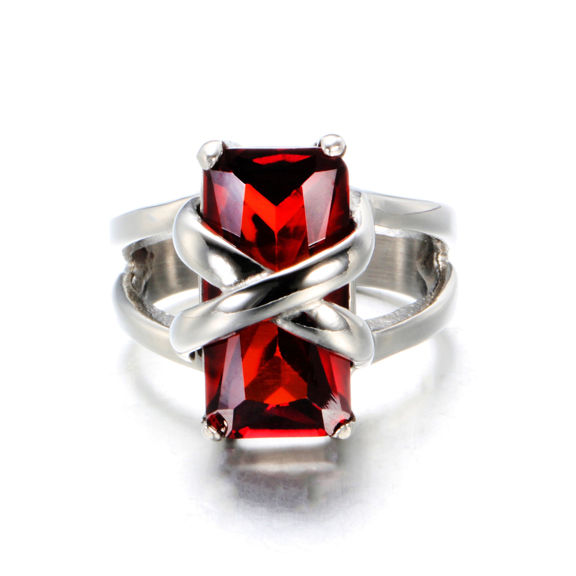 Damen Ring mit funkelndem Rotem Edelstein Shop Nory