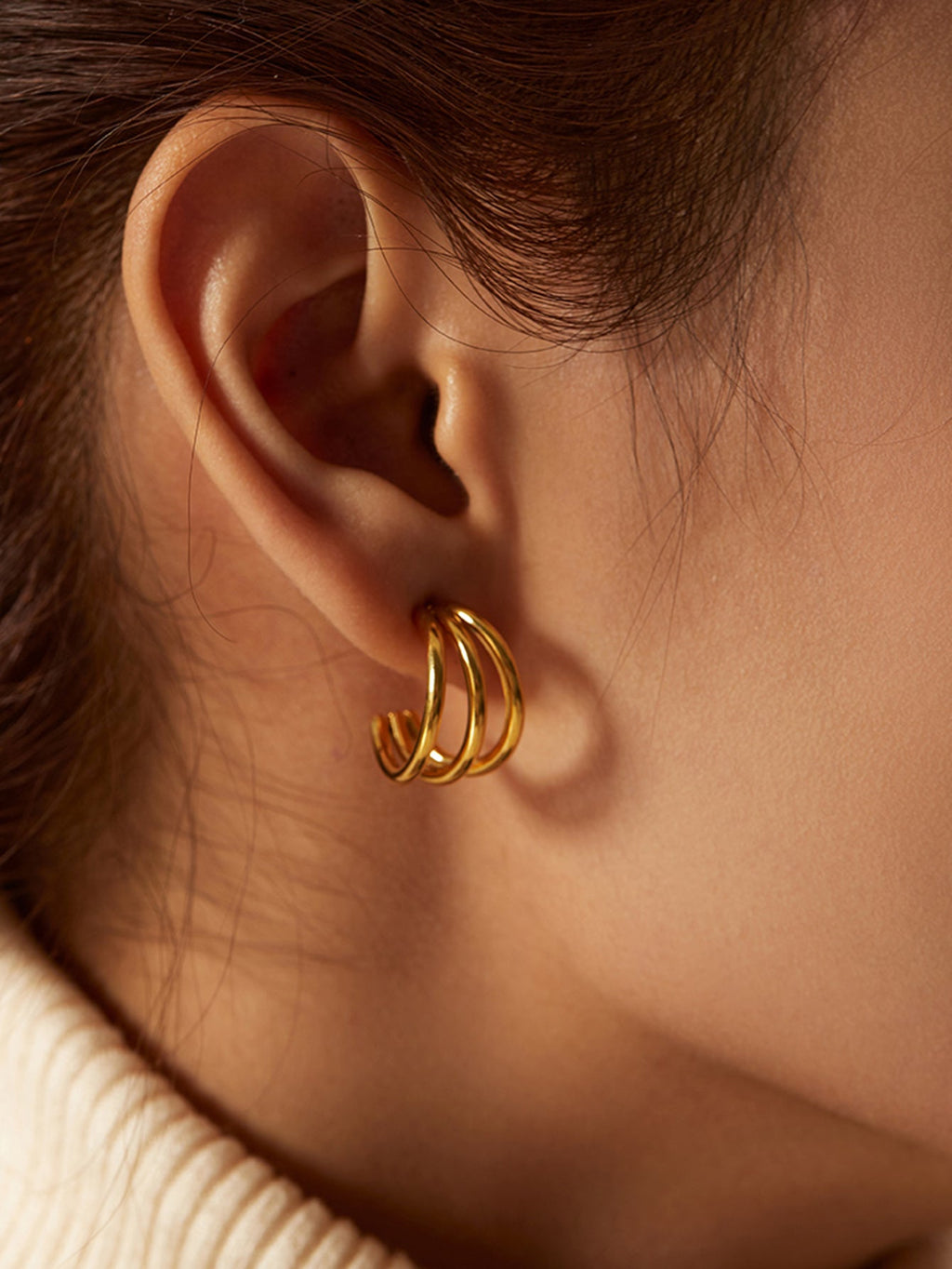 Creolen "Triple" in Edelstahl | Shop Nory