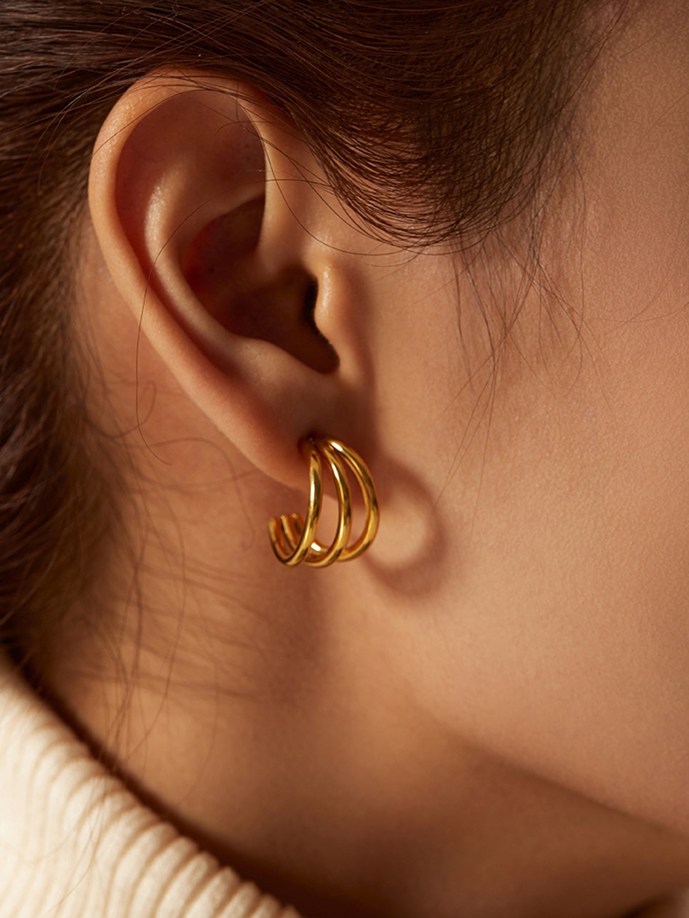 Creolen "Triple" in Edelstahl | Shop Nory