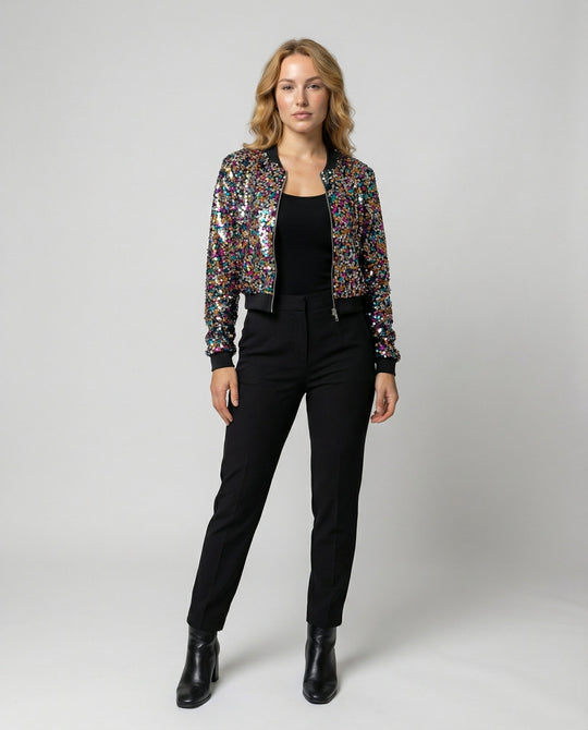 Pailletten Bomberjacke Damen