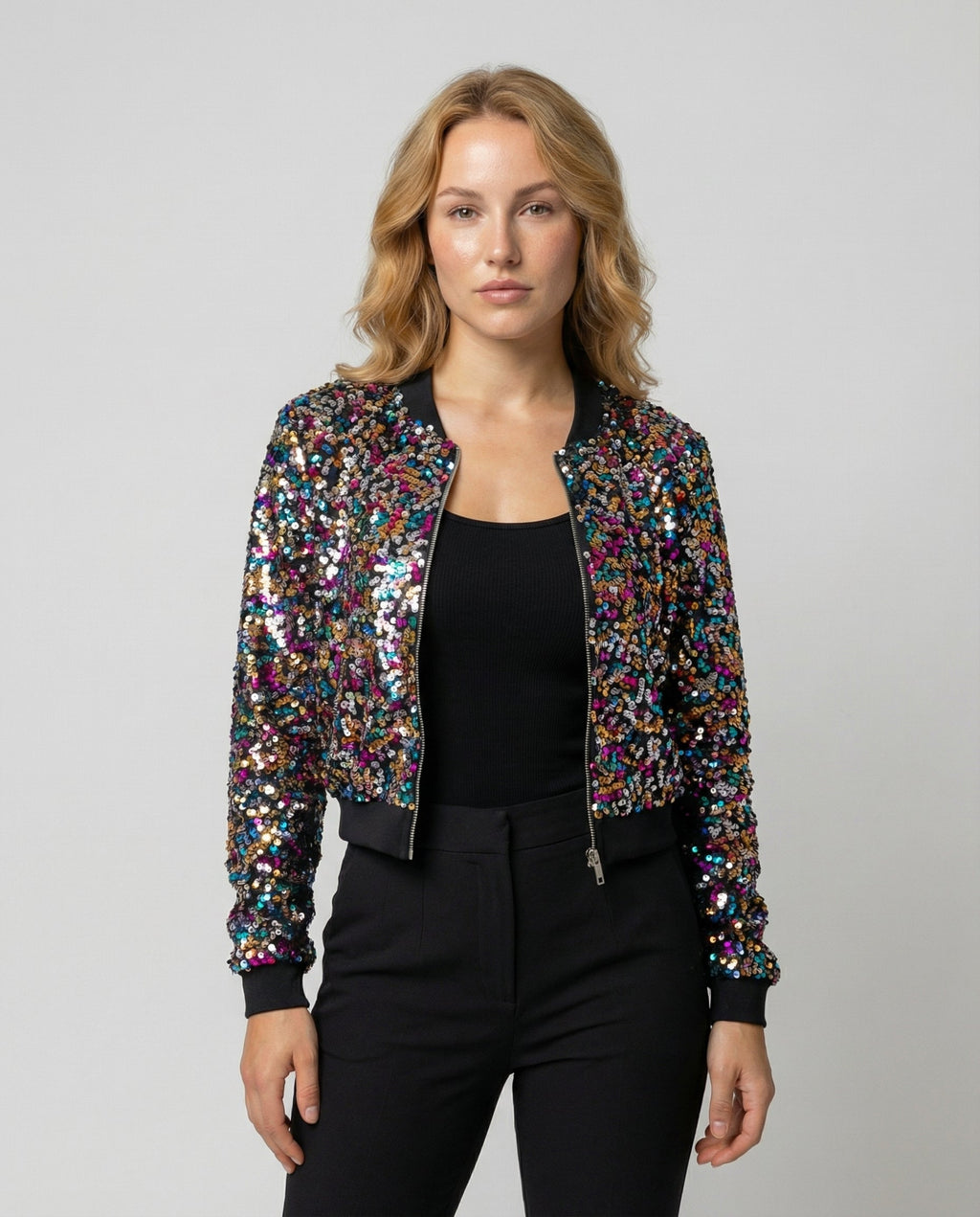 Pailletten Bomberjacke Damen