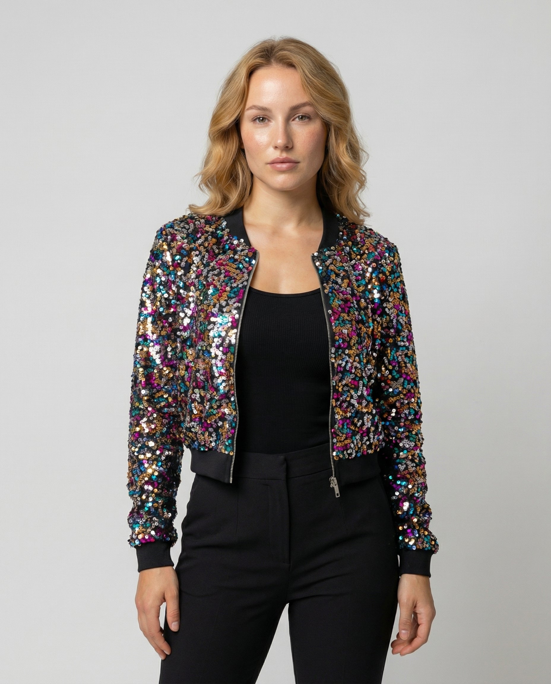 Pailletten Bomberjacke Damen