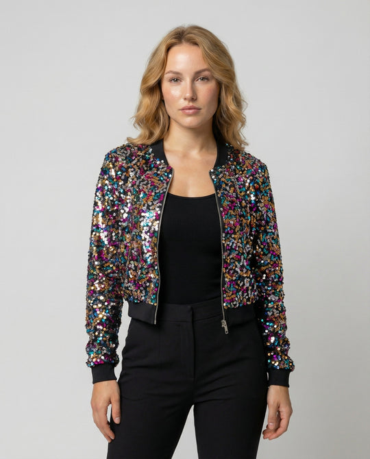 Pailletten Bomberjacke Damen