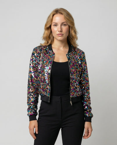 Pailletten Bomberjacke Damen