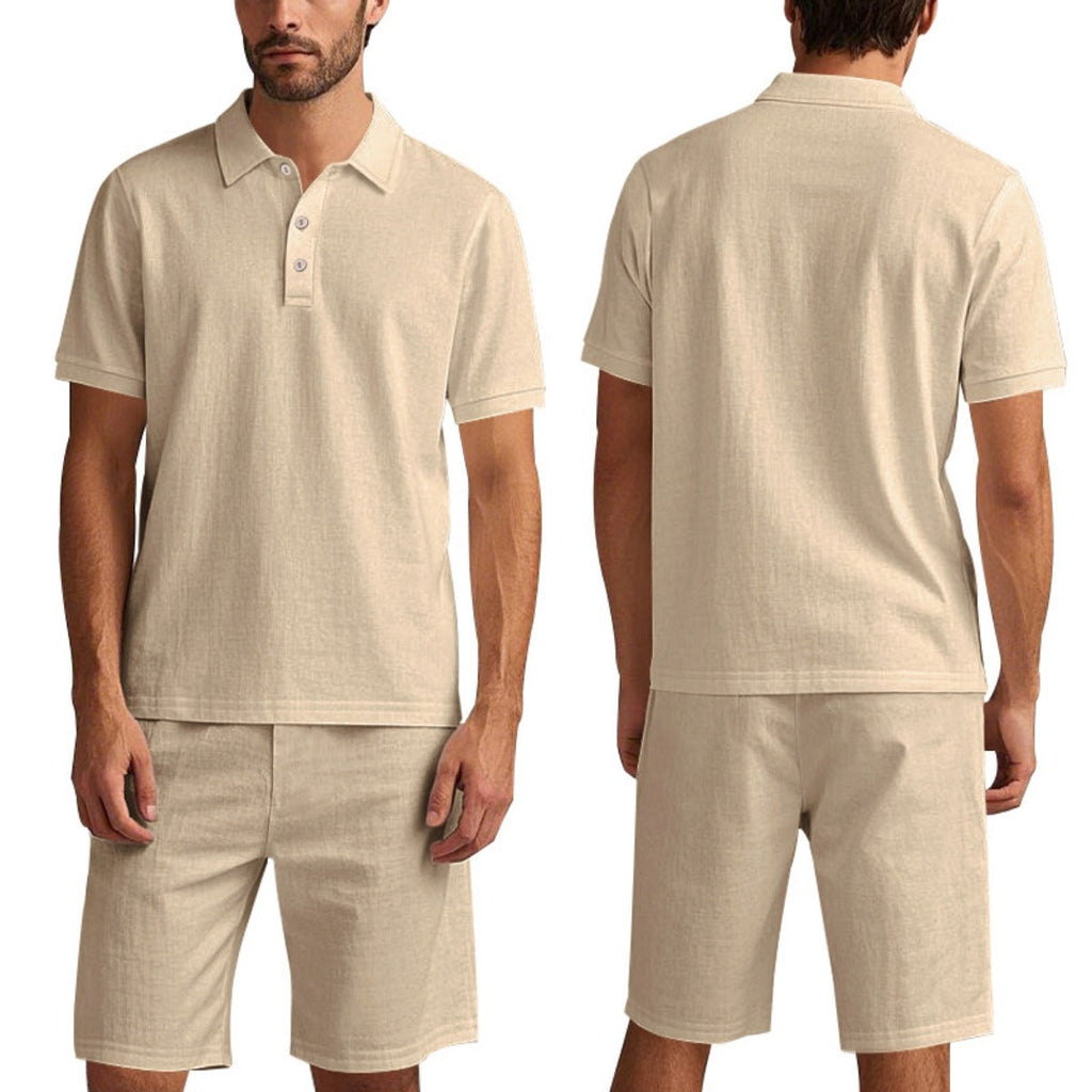 Kurzärmliges Poloshirt und Shorts Strandanzug