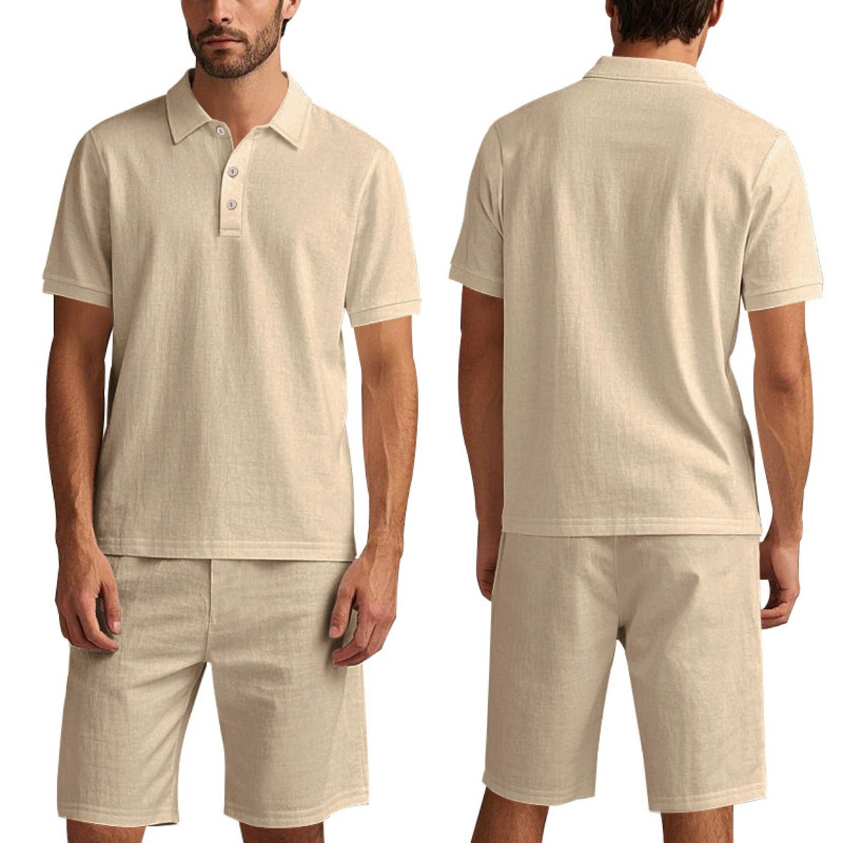 Kurzärmliges Poloshirt und Shorts Strandanzug