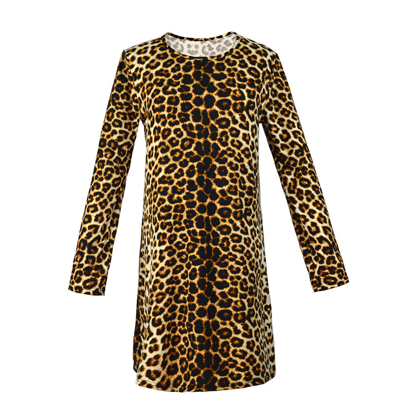 Damen Lockeres Swing-Kleid mit Rundhalsausschnitt, A-Linie & langen Ärmeln Shop Nory