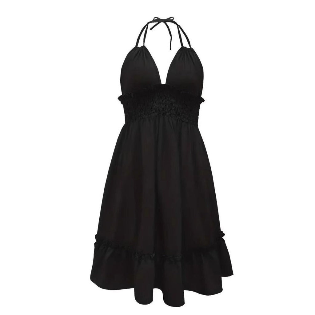 Tiefes V-Seil-Sling-Neckholder-Kleid