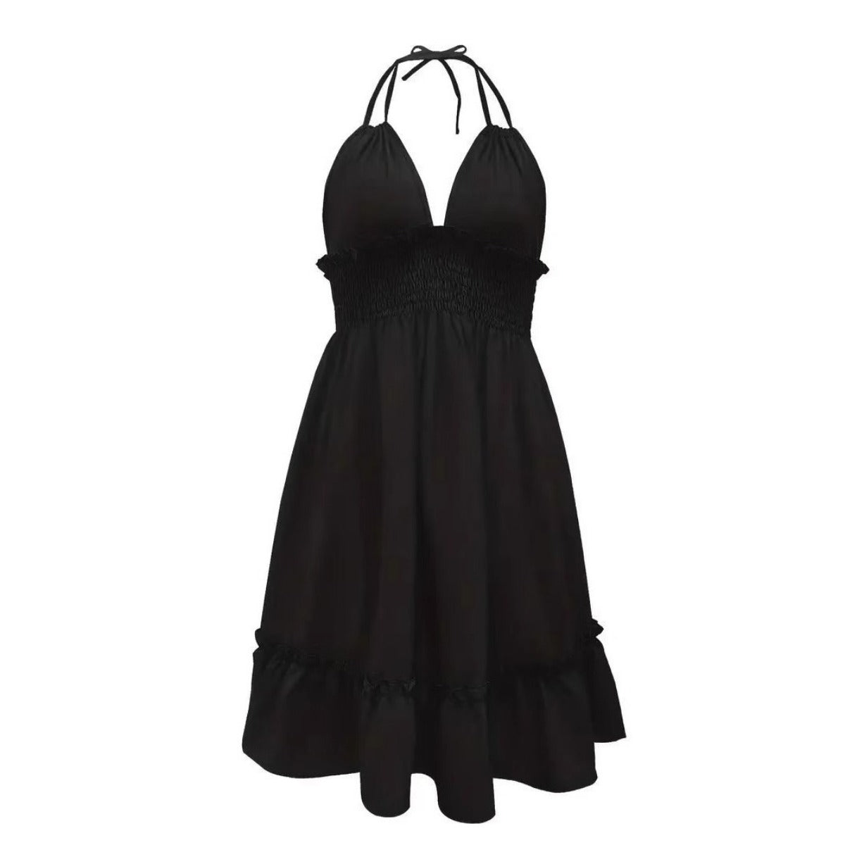 Tiefes V-Seil-Sling-Neckholder-Kleid