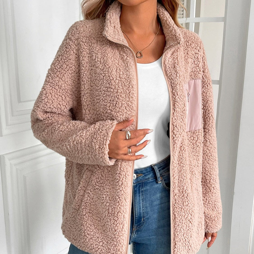 Lässige Winter Zip-Up Fuzzy Jacke für Damen