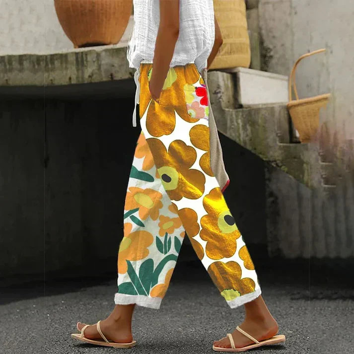 ShopNory | Grüne Hose mit Frischem Blumendruck