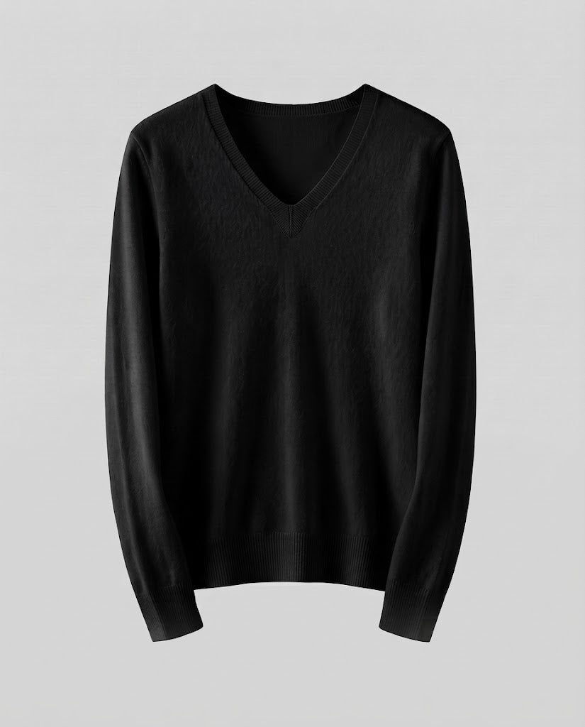 Damen Feinstrick V‑Ausschnittpullover in Kaschmir‑Optik mit schmaler Silhouette Shop Nory