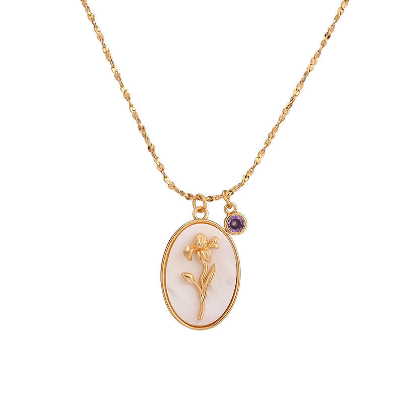 Geburtsstein- und Geburtsblumen-Halskette – Aurora | Shop Nory